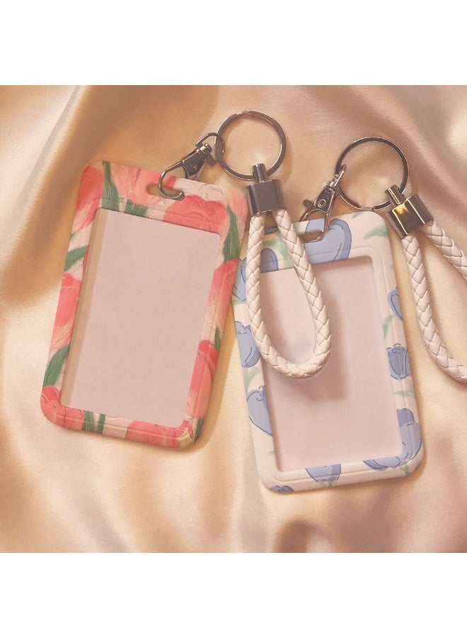 NIBEMINENT 1 - Piece Rose Kpop Photo Card Holder Pendant Key Chain ID Badge Holder ID Card Holder Photo Card Protector for School ID Office ID Access Card for Women Girls - Image 2