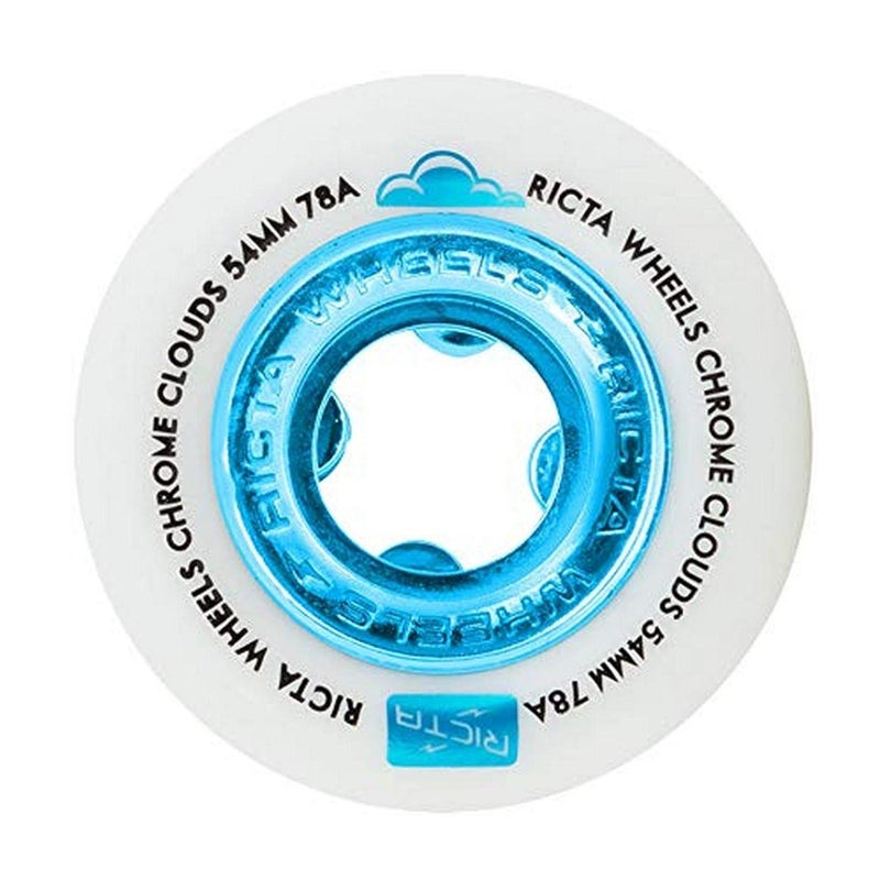RICTA WHEEL DYNAMICS 54mm Chrome Clouds Blue 78a Ricta Skateboard Wheels - Image 1