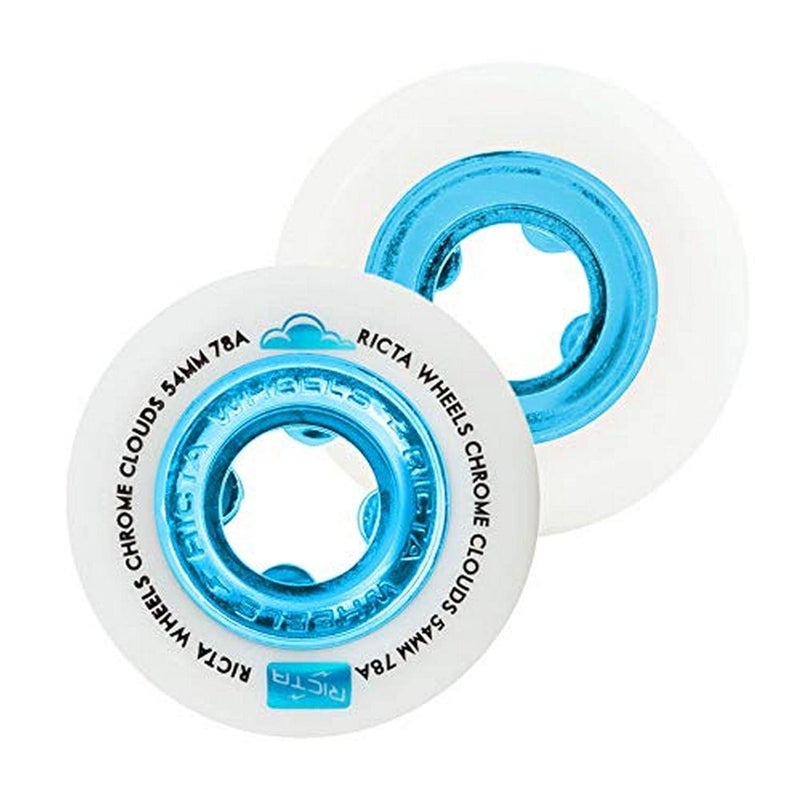 RICTA WHEEL DYNAMICS 54mm Chrome Clouds Blue 78a Ricta Skateboard Wheels - Image 4