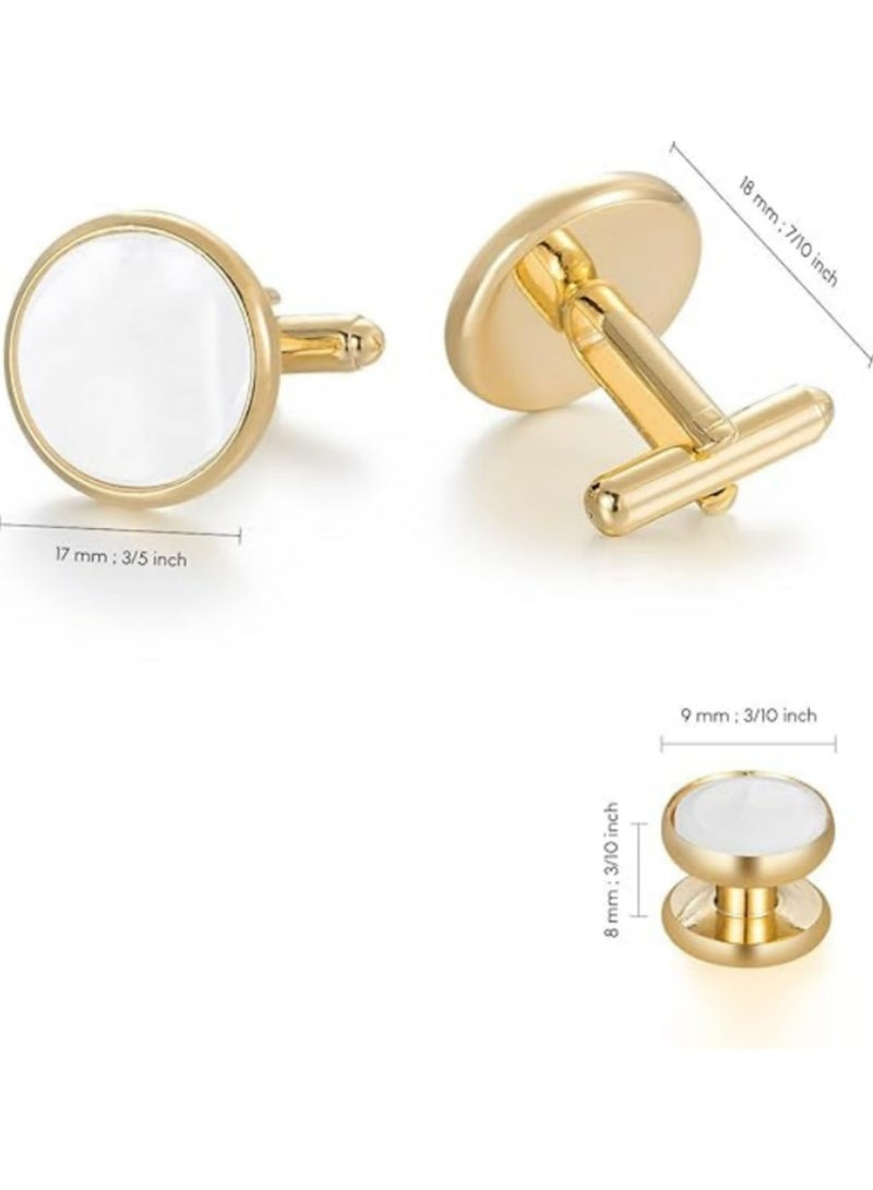 Men's Jewelry Cufflinks and Studs Set Stainless Steel Tux Buttons with Box Specially Design for Tuxedo Shirts Business Wedding Party Birthday - Image 5