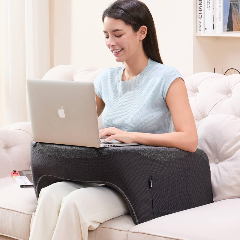cooloo8 Reading Pillow, Lap Desk, Laptop Pillow for Lap, Large Gaming Pillow for Reading, Working, Gaming or Sitting in Bed Floor Couch(Dark Grey) - Image 1
