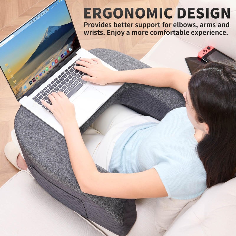 cooloo8 Reading Pillow, Lap Desk, Laptop Pillow for Lap, Large Gaming Pillow for Reading, Working, Gaming or Sitting in Bed Floor Couch(Dark Grey) - Image 3