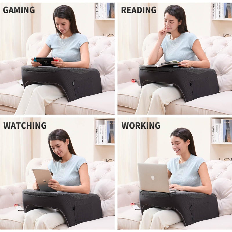 cooloo8 Reading Pillow, Lap Desk, Laptop Pillow for Lap, Large Gaming Pillow for Reading, Working, Gaming or Sitting in Bed Floor Couch(Dark Grey) - Image 5