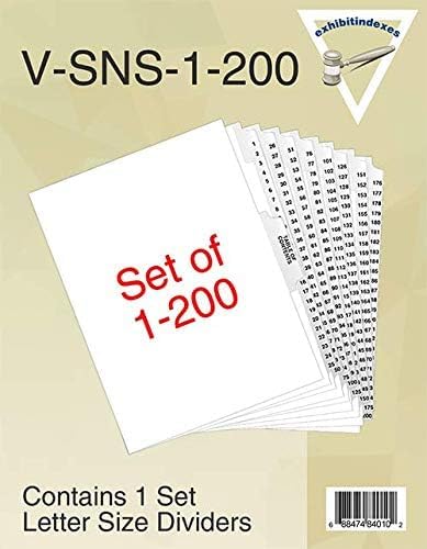 Exhibitindexes® Side Collated Exhibit Tabs - AVE Style Bold Font Made in The USA | Letter Size - 1-200 - Sets - Image 2