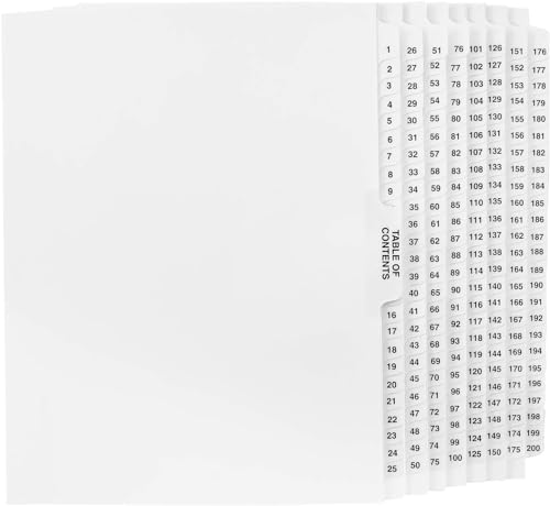Exhibitindexes® Side Collated Exhibit Tabs - AVE Style Bold Font Made in The USA | Letter Size - 1-200 - Sets - Image 1