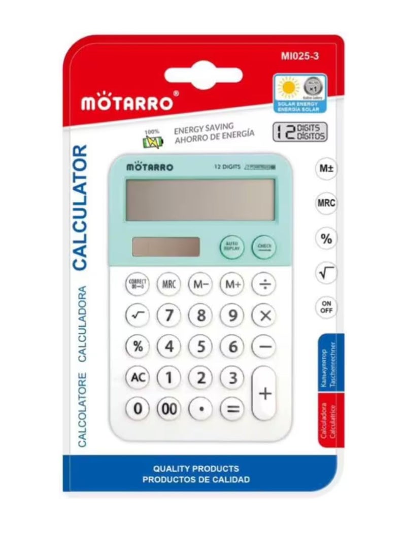 MOTARRO Calculator Multicolor 12 Digits  - Image 1