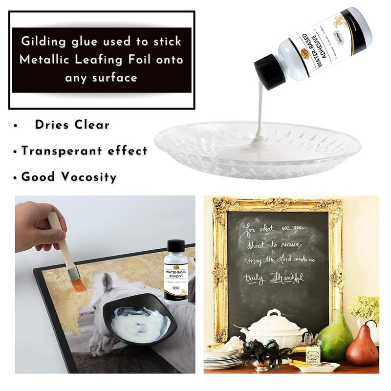 A.K GOLD LEAF AK GOLD LEAF Gilding Adhesive 100ml FastDrying WaterBased Glue for Gold Silver Metal Leaf Ideal for Crafts Wood Glass Paper DIY Projects - Image 3
