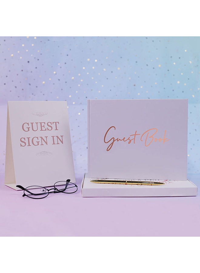 Generic Elegant Wedding Guest Book 100 Pages for Engagements/Parties/Baby Showers/Anniversaries/ Birthdays/ Bridal Showers/Graduations/ Funerals/ Hotel Events  - Image 3