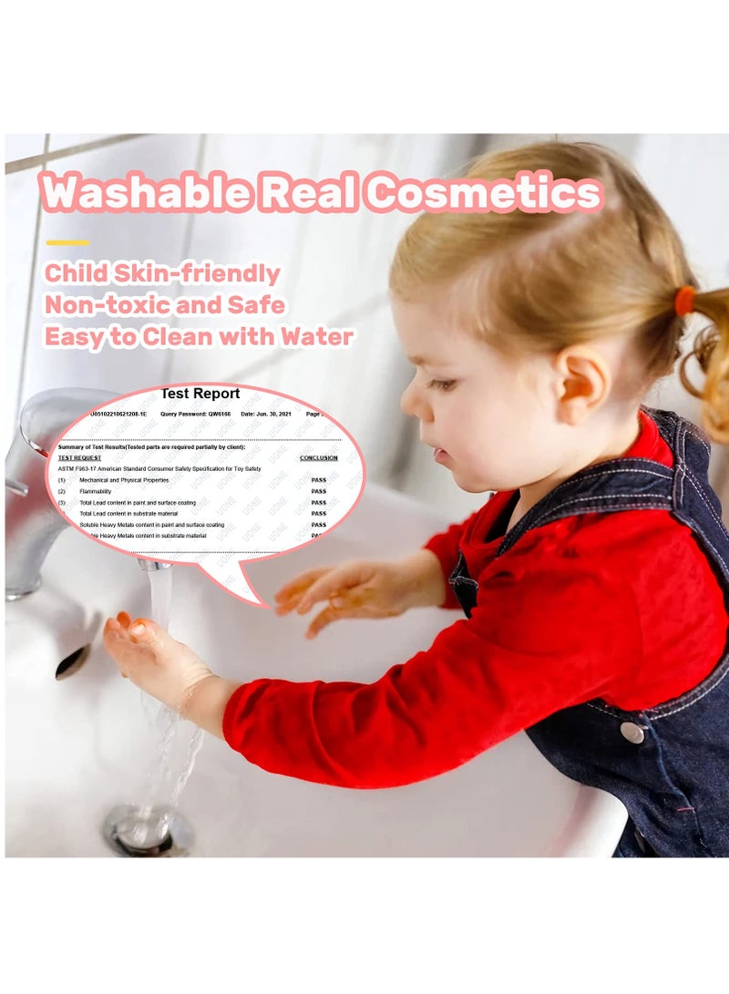 SYOSI Kids Makeup Kit for Girl, 55 Pack Pretend Beauty Salon Play Set Make Up Toys, Play Makeup Set with Washable Non Toxic Cosmetic, Princess Doll, Makeup Vanity Toy Set for Girl Ages 3 and Up - Image 3