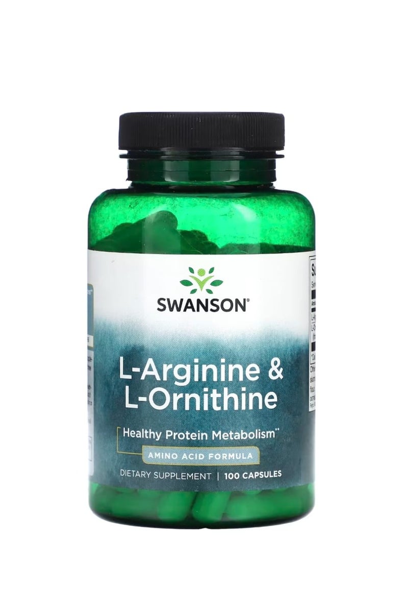 سوانسون كبسولات أرجينين و إل-أورنيثين ١٠٠ كبسولة - Image 1
