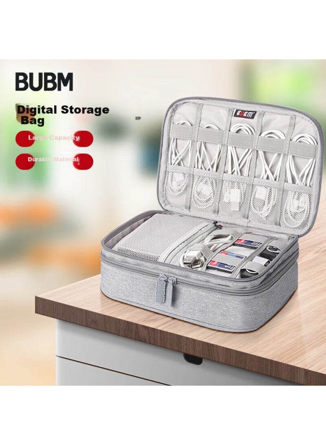 بابم Bubm Cable Storage Bag, منظم شريط الطاقة, حامل كابل شحن متعدد الوظائف, منظم ملحقات رقمية محمول للسفر, ذو طبقتين - Image 1