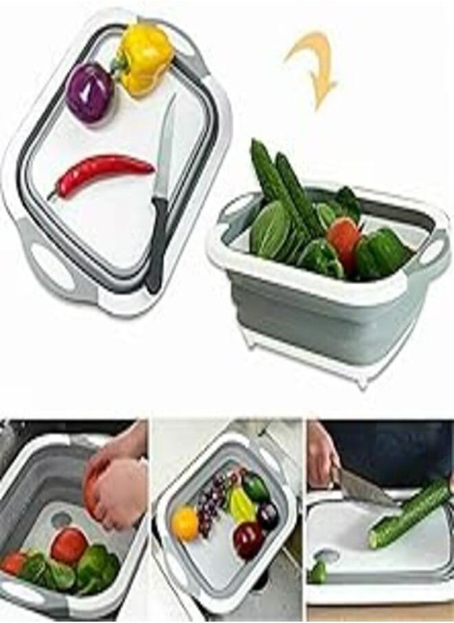 Generic Collapsible Dish Drying Rack, Small Folding Dish Rack, Portable Dish Drying Rack, Compact Dish Drainer for Kitchen, Camper, RV, Caravan, Travel Trailer (Grey Cutting Board) 