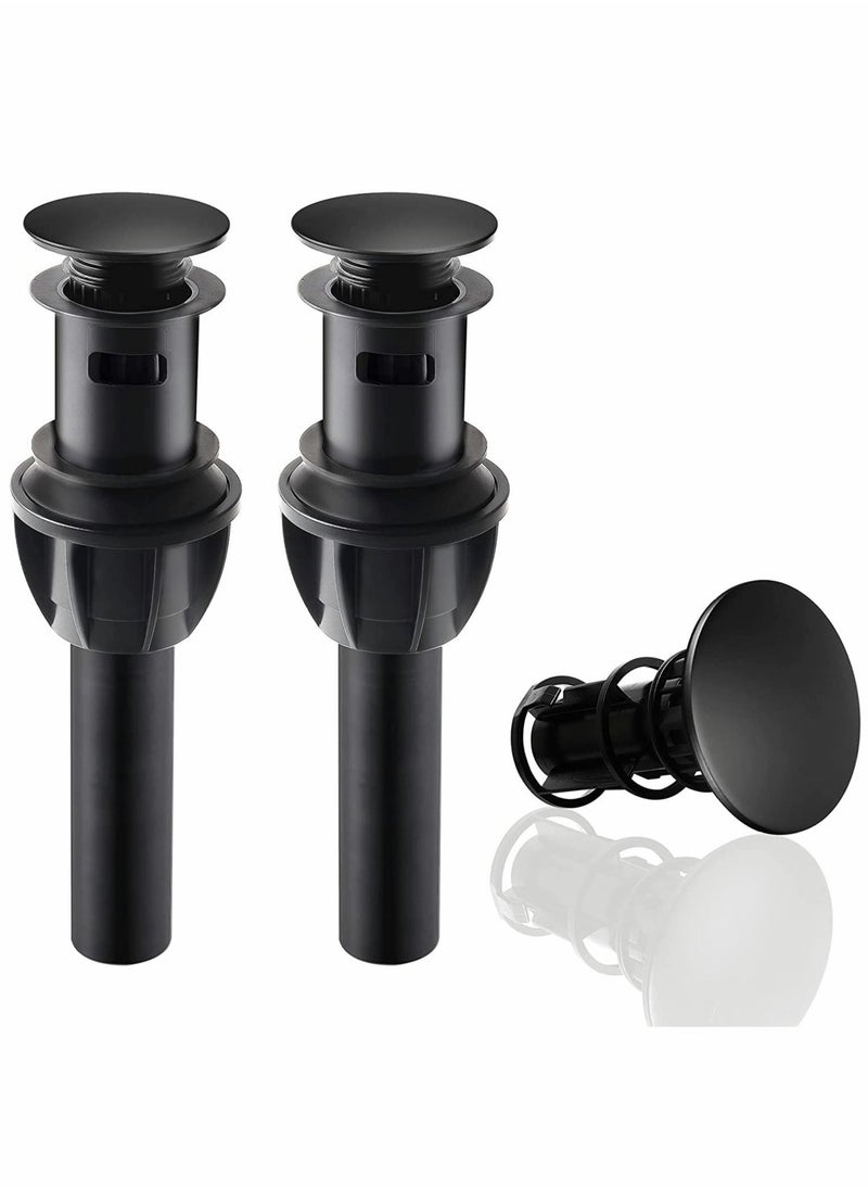 Generic - Sink Drains Push and Seal Pop Up Drain Stopper with Overflow for Bathroom Sink Faucet Vessel Vanity Matte Black 2 Pack - Image 1