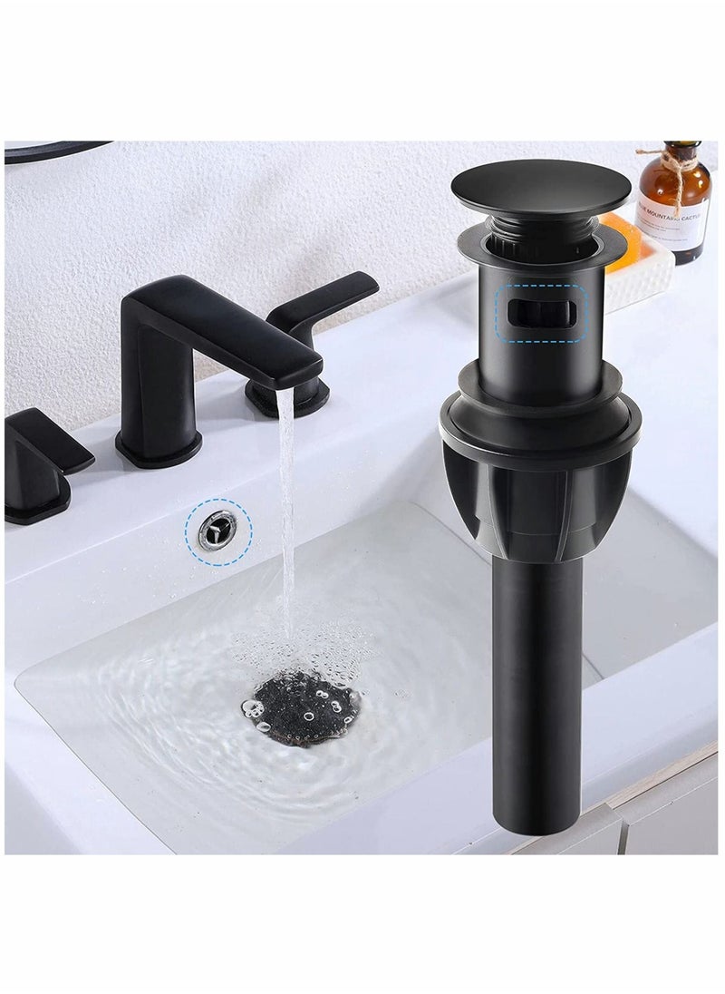 Generic - Sink Drains Push and Seal Pop Up Drain Stopper with Overflow for Bathroom Sink Faucet Vessel Vanity Matte Black 2 Pack - Image 1