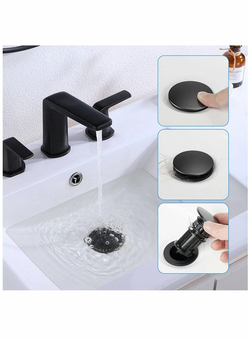 Generic - Sink Drains Push and Seal Pop Up Drain Stopper with Overflow for Bathroom Sink Faucet Vessel Vanity Matte Black 2 Pack - Image 1