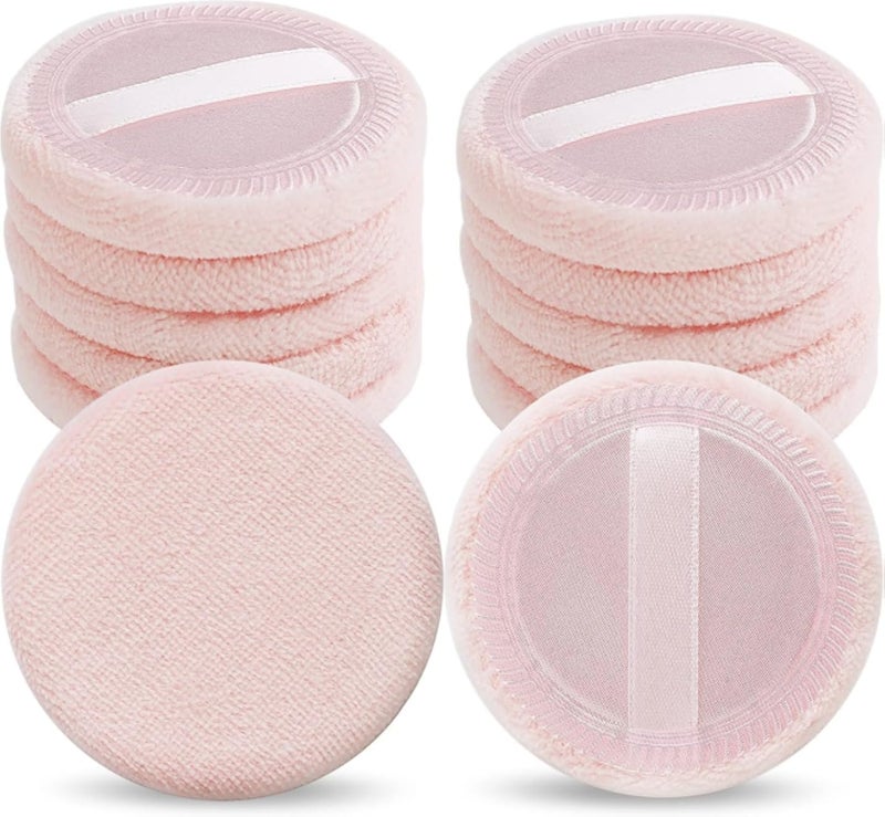2PCS Makeup Powder Puffs Pink Cotton Powder Puffs Round Powder Puff for Makeup Face Powder Velour Puffs for Loose Powder Washable(pink