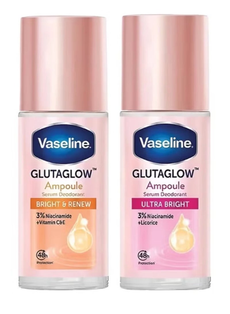 Vaseline Glutaglo Deodorant Serum Regenerative and Super Gloss Ampoule, 45 ml each