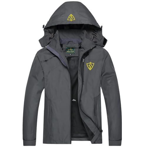 GIISAM Mens Rain Jackets Waterproof with Hood Softshell Lightweight Windbreaker Raincoat Rain Coats for Outdoor Travel Hiking Grey - Image 1