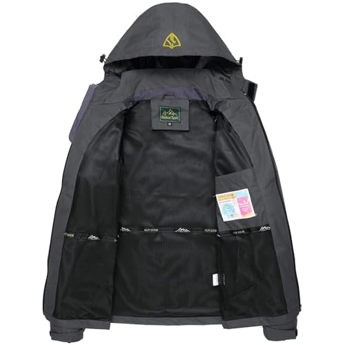 GIISAM Mens Rain Jackets Waterproof with Hood Softshell Lightweight Windbreaker Raincoat Rain Coats for Outdoor Travel Hiking Grey - Image 3