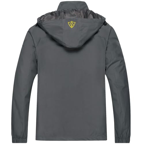 GIISAM Mens Rain Jackets Waterproof with Hood Softshell Lightweight Windbreaker Raincoat Rain Coats for Outdoor Travel Hiking Grey - Image 2