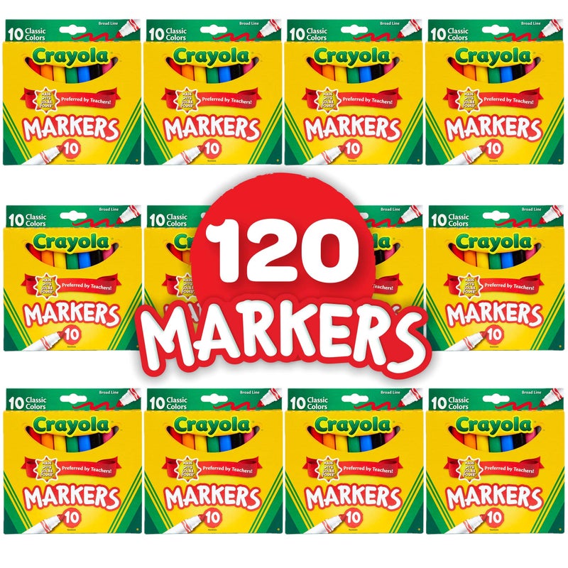 Crayola Broad Line Markers (12pk), Assorted Bulk Markers for Kids, Arts & Crafts Supplies for Coloring Books, Construction Paper, Ages 3+ - Image 2