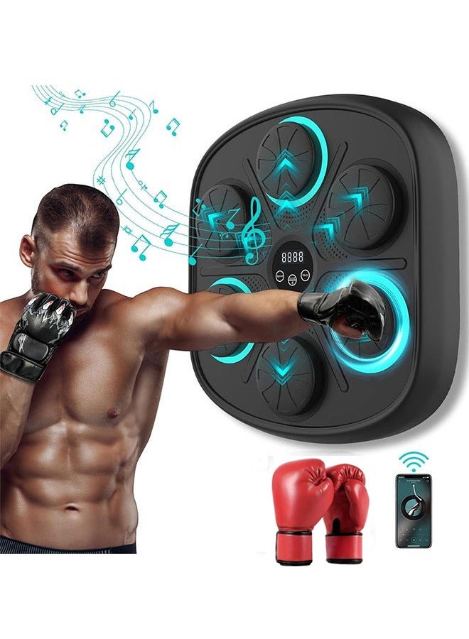 دامين جهاز تدريب الملاكمة مثبت على الحائط، جهاز ملاكمة الموسيقى الذكية مع قفازات الملاكمة 6 أضواء جهاز استشعار البلوتوث منصة ملاكمة الهدف تنسيق رد الفعل جهاز ملاكمة الكبار يد العين التدريب - Image 1