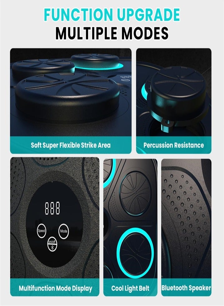 دامين جهاز تدريب الملاكمة مثبت على الحائط، جهاز ملاكمة الموسيقى الذكية مع قفازات الملاكمة 6 أضواء جهاز استشعار البلوتوث منصة ملاكمة الهدف تنسيق رد الفعل جهاز ملاكمة الكبار يد العين التدريب - Image 4