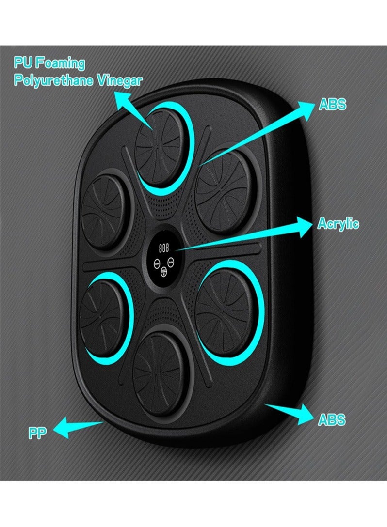 دامين جهاز تدريب الملاكمة مثبت على الحائط، جهاز ملاكمة الموسيقى الذكية مع قفازات الملاكمة 6 أضواء جهاز استشعار البلوتوث منصة ملاكمة الهدف تنسيق رد الفعل جهاز ملاكمة الكبار يد العين التدريب - Image 5