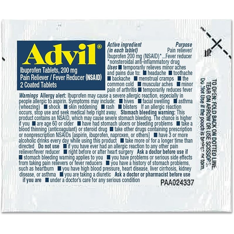 Advil Ibuprofen Tablets, 200mg, Refill Pack, Two Tablets/Packet, 30 Packets/Box - Image 2