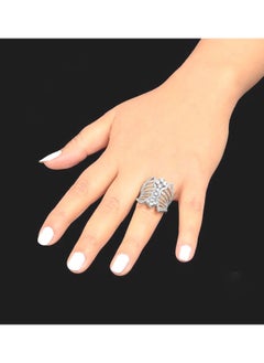 Platinum Plated Ring For Women With Zircon Stone - Silver