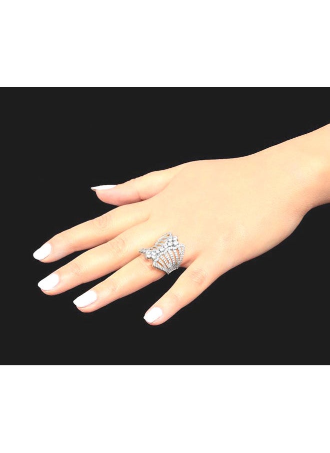 3Diamonds - Platinum Plated Ring For Women With Zircon Stone - Silver - Image 1