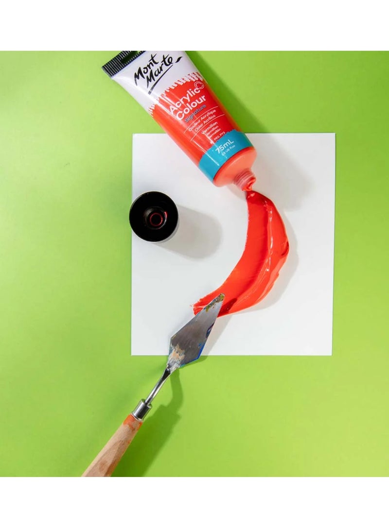 Mont Marte Signature Acrylic Colour Paint Tube 75ml Content Vermilion - Image 2