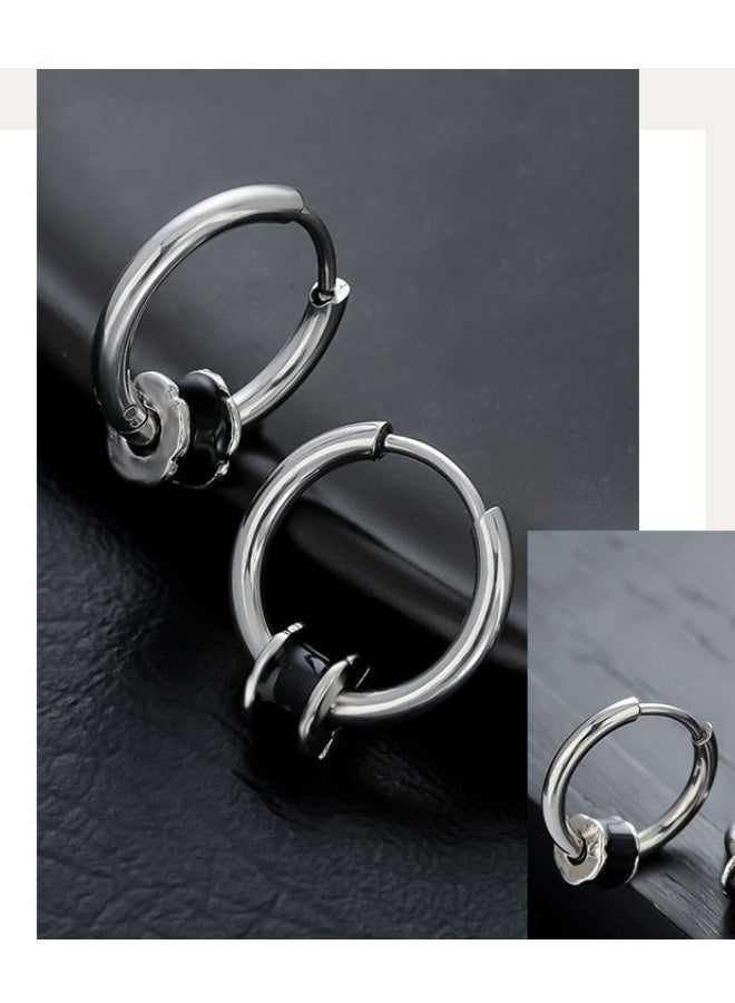LATEEN 1 Pair Men Earring Stainless Steel Hoop Earring Huggie Earring - Image 2