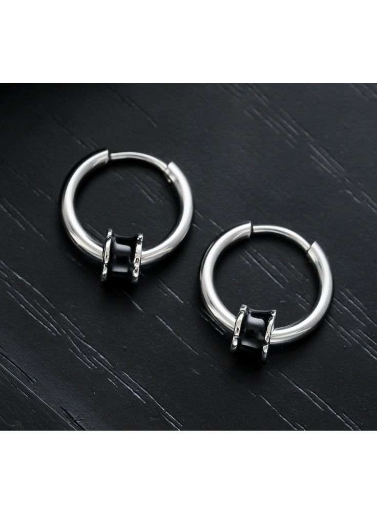 LATEEN 1 Pair Men Earring Stainless Steel Hoop Earring Huggie Earring - Image 3