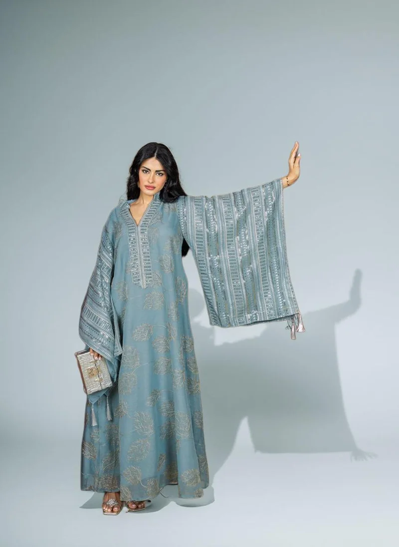 Bond Signature Embroidered Wide-Sleeve Kaftan