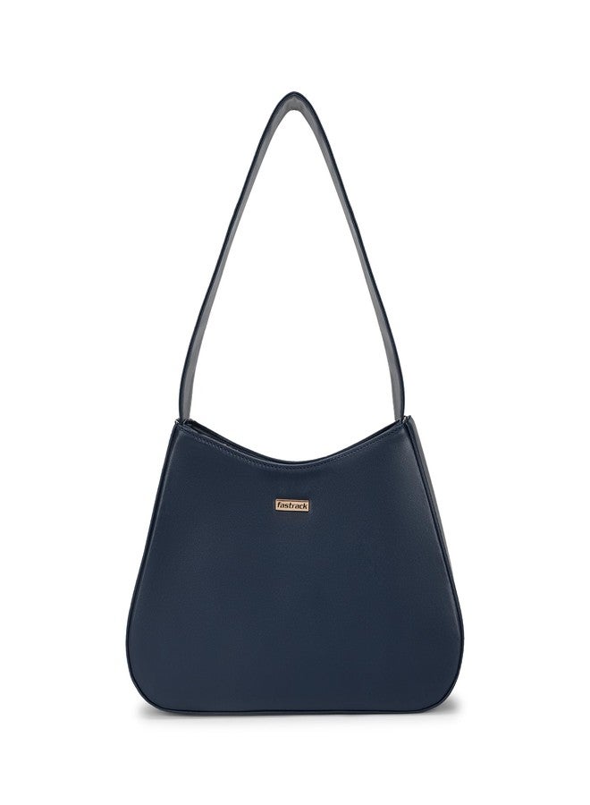 Fastrack Solid Shoulder Bag For Women, Girls and Ladies | with Top Zipper Closure | Ladies Purse Handbag | Shoulders For Casual Carry | Trendy Handbags, Navy - Image 1