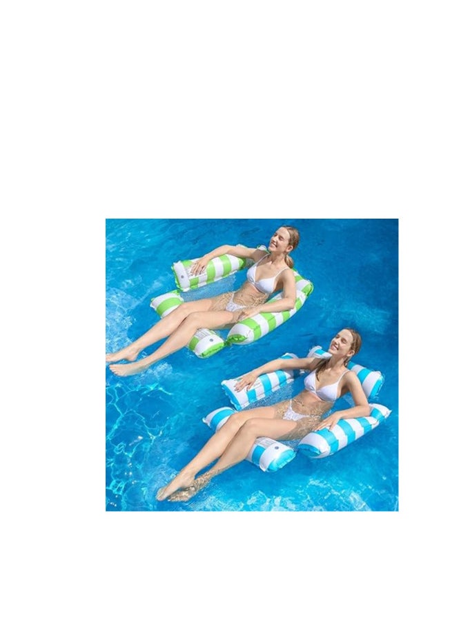 Inflatable Floating Chair for Adults and Kids, Striped Pattern Floating Hammock, Inflatable Pool for Pool Party Summer Water Fun Orange