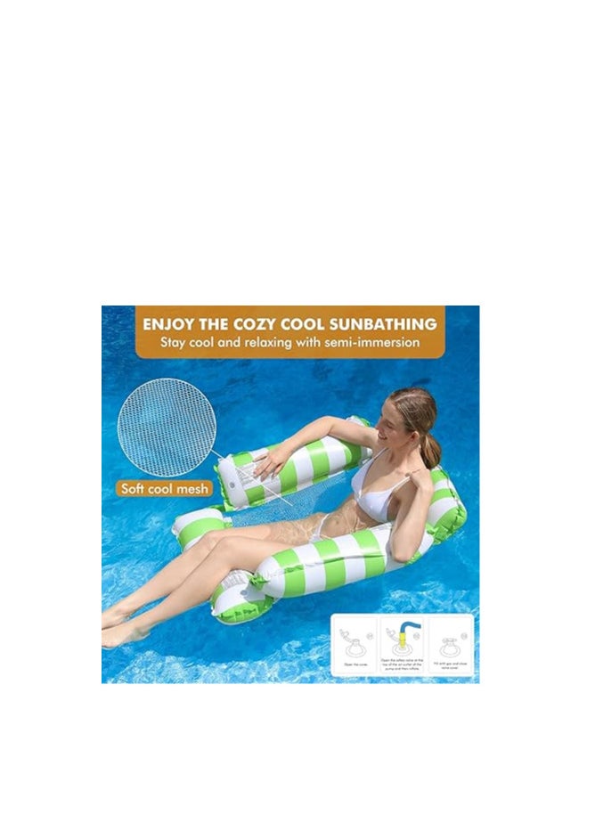 Inflatable Floating Chair for Adults and Kids, Striped Pattern Floating Hammock, Inflatable Pool for Pool Party Summer Water Fun Orange