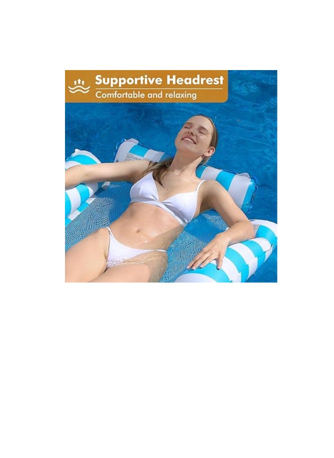 Inflatable Floating Chair for Adults and Kids, Striped Pattern Floating Hammock, Inflatable Pool for Pool Party Summer Water Fun Orange