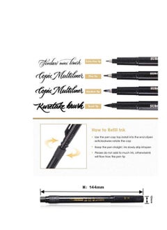 XiuWoo Calligraphy Pen Refill Brush for Lettering, 4 Size Black Marker Set Beginners Writing, Signature, Illustration, Design and Drawing  - Image 3