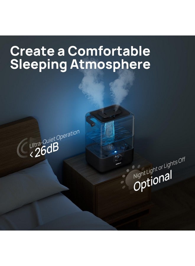 CHIVALZ 6L Humidifiers for Bedroom Large Room Home, CHIVALZ Cool Mist Top Fill Humidifiers for Baby Nursery and Plants, 26dB Quiet, Nightlight, Up to 50 Hours, Oil Diffuser 1 Pack + 2 Mist Outlets Black  - Image 5
