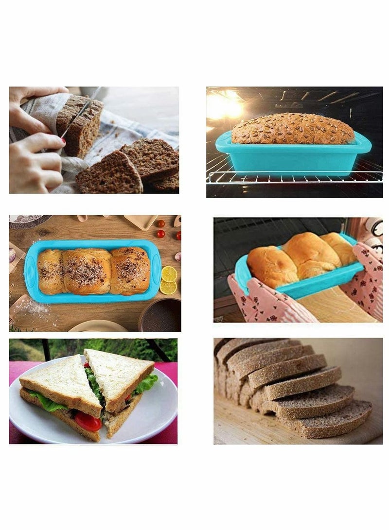 Silicone Bread Mould Loaf Tin Cake Mould Silicone DIY Bread Loaf Non Stick Bakeware Baking Pan Oven Rectangle for Cakes Breads Meatloaf Pie Pancakes Pizza and Quiche Homemade Cakes, 2PCS - Image 3