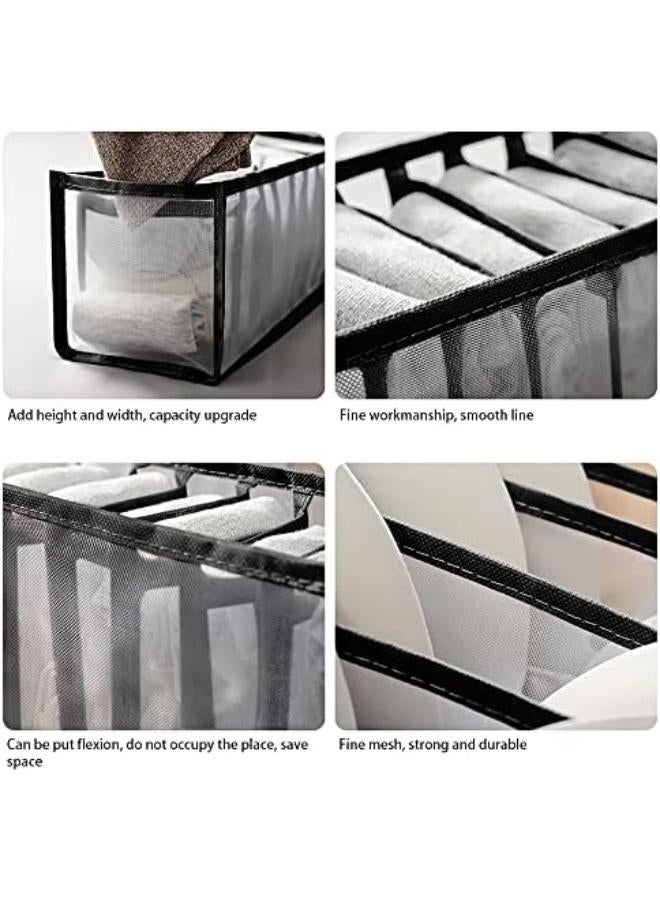 Zasjon Wardrobe Clothes Organizer Mesh Separating Bra Storage Box Underwear Organizer Foldable Mesh Drawer Containers Clothes Organizer With Compartments For Socks Ties Bras Scarves (3Pcs / Black)  - Image 3