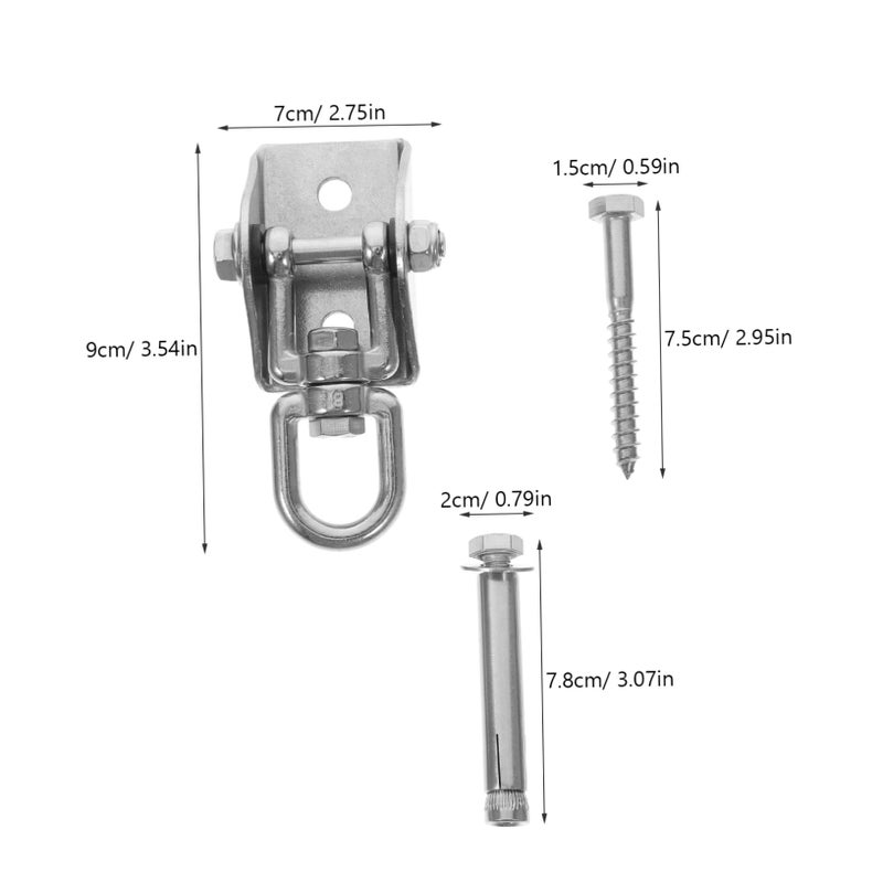 360 Degree Stainless Steel Rotating Hooks for Hammock Swing Easy Install Indoor Outdoor Accessory Kit - Image 3