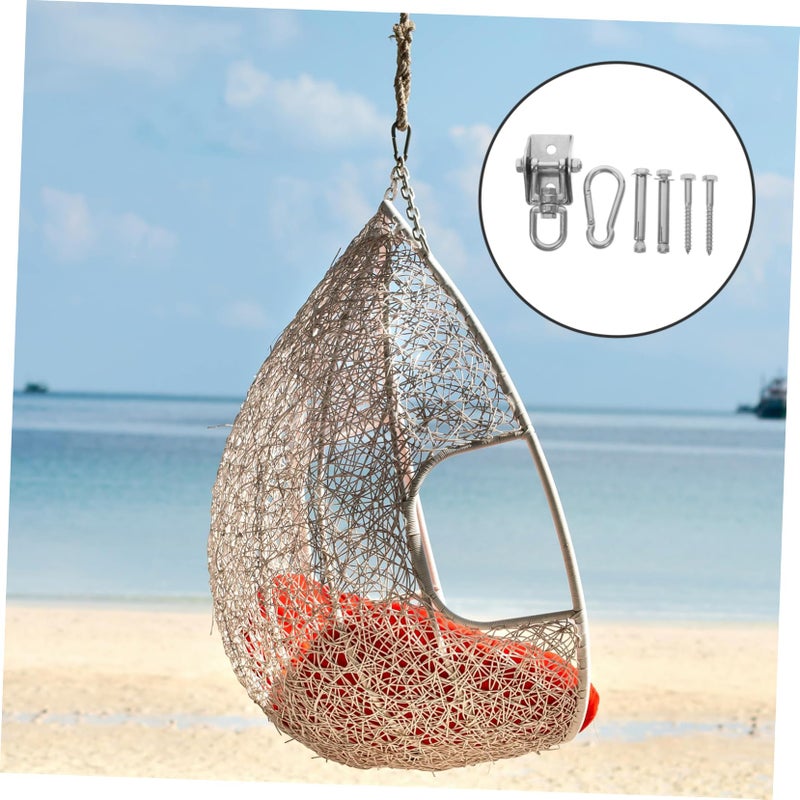 360 Degree Stainless Steel Rotating Hooks for Hammock Swing Easy Install Indoor Outdoor Accessory Kit - Image 5