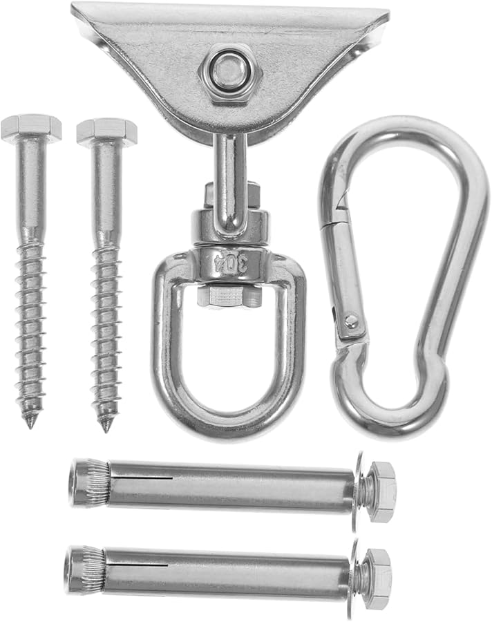 360 Degree Stainless Steel Rotating Hooks for Hammock Swing Easy Install Indoor Outdoor Accessory Kit - Image 1