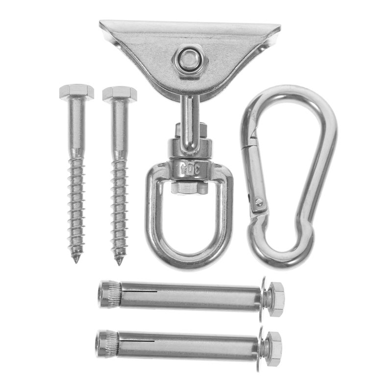 360 Degree Stainless Steel Rotating Hooks for Hammock Swing Easy Install Indoor Outdoor Accessory Kit - Image 2