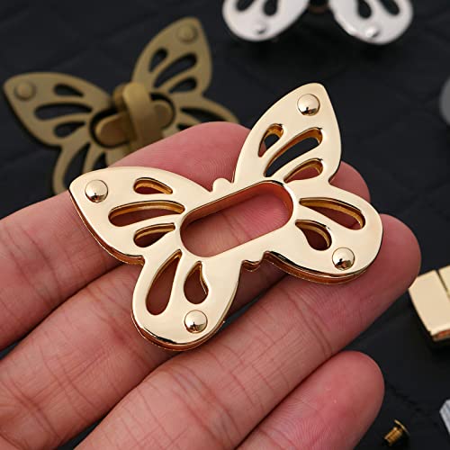 LARATH 4 Pieces Butterfly Shaped Clasp Turn Lock Metal Purse Twist Lock Closure Exquisite Practical Bag Buckles for DIY Craft Handbag Shoulder Bag Making Accessories, Mixed Color - Image 3