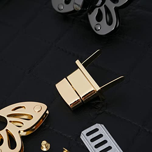 LARATH 4 Pieces Butterfly Shaped Clasp Turn Lock Metal Purse Twist Lock Closure Exquisite Practical Bag Buckles for DIY Craft Handbag Shoulder Bag Making Accessories, Mixed Color - Image 5