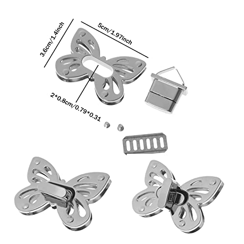 LARATH 4 Pieces Butterfly Shaped Clasp Turn Lock Metal Purse Twist Lock Closure Exquisite Practical Bag Buckles for DIY Craft Handbag Shoulder Bag Making Accessories, Mixed Color - Image 2